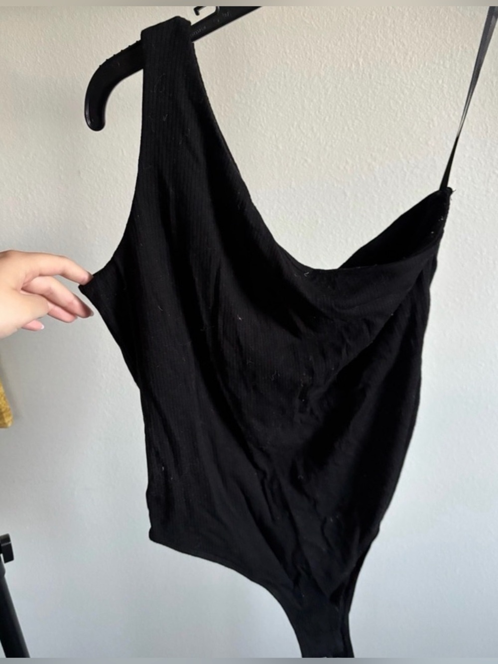 Black one shoulder bodysuit